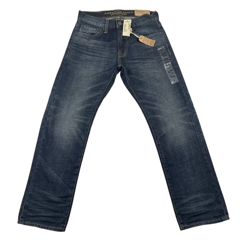 NWT American Eagle Jeans Mens 26x28 Blue Dark Wash Slim Straight Denim
